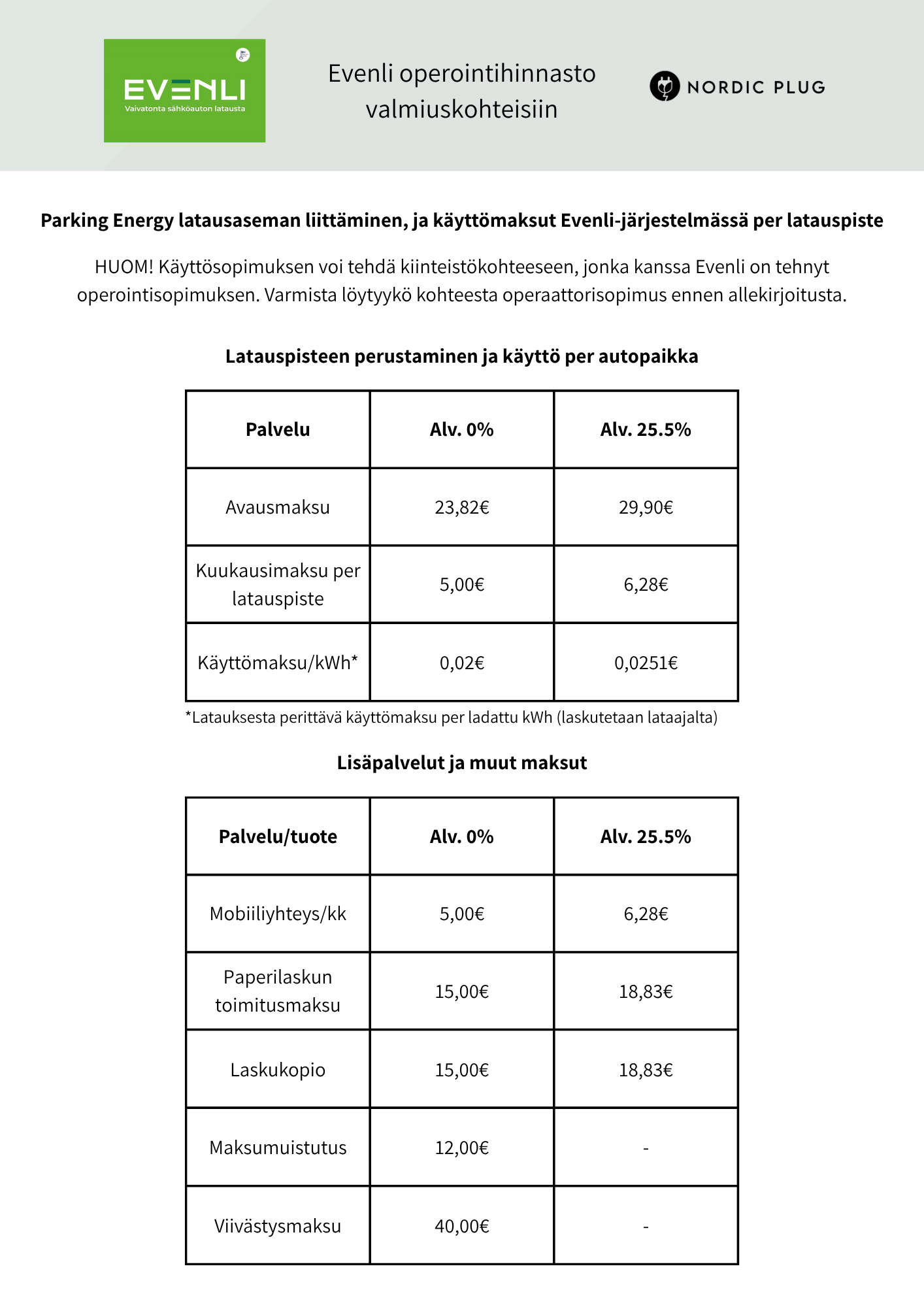 Evenli hinnasto